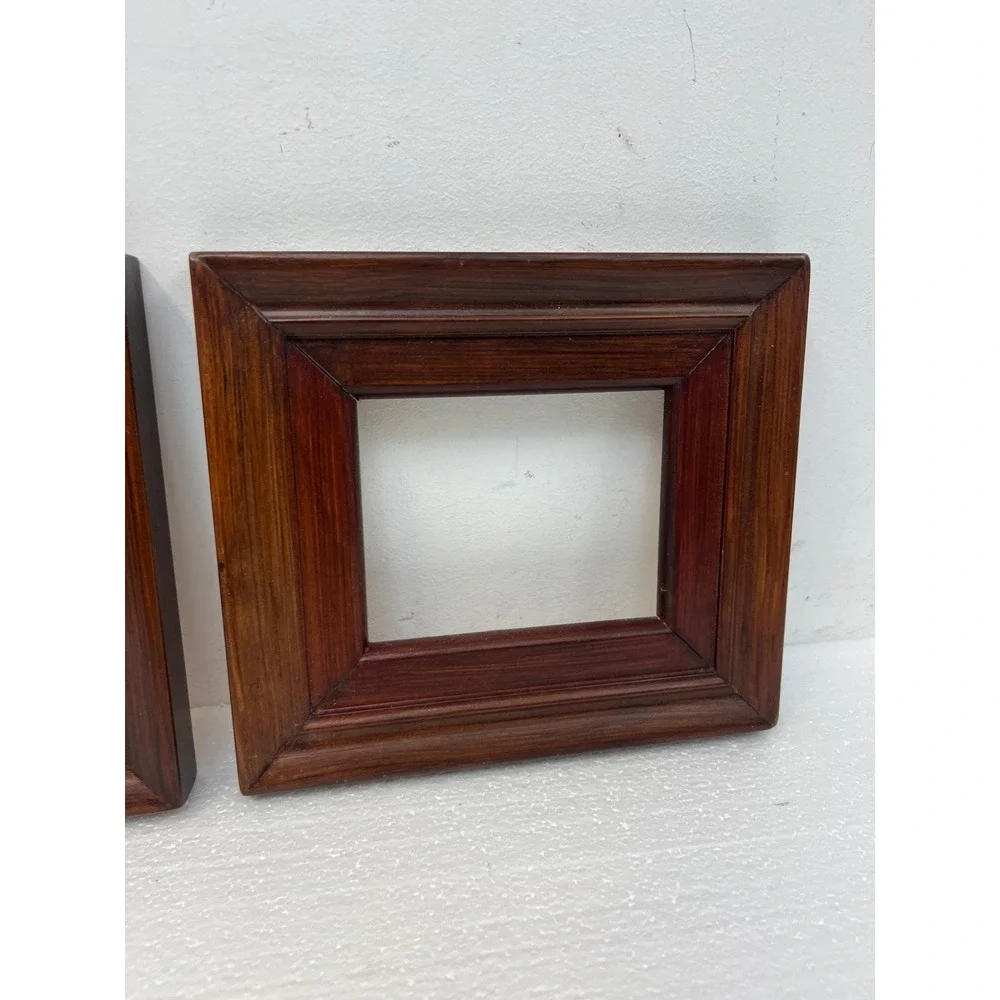 Traditional Wood Picture Frame Pair Dark Brown Fits 4.5x5.5 Set of 2 vintage art